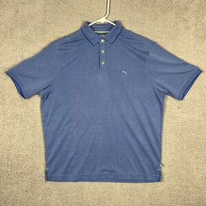 Tommy Bahama Mens Polo Shirt Size M Blue Short Sleeve Modal Polyester Microfiber